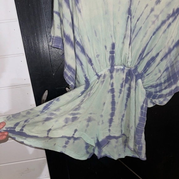 Mustard Seed Tie-Dye Loose Lightweight Beachy Boho V-Neck Romper Sz S - Picture 5 of 10